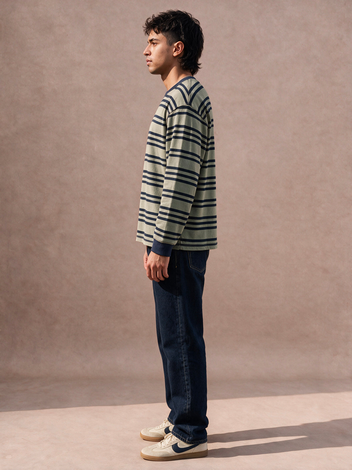 The Everyday Stripe Crewneck (Moss)