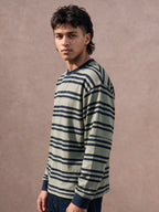 The Everyday Stripe Crewneck (Moss)