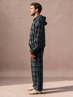 The Shadow Plaid Wide-Leg Pant (Charcoal)