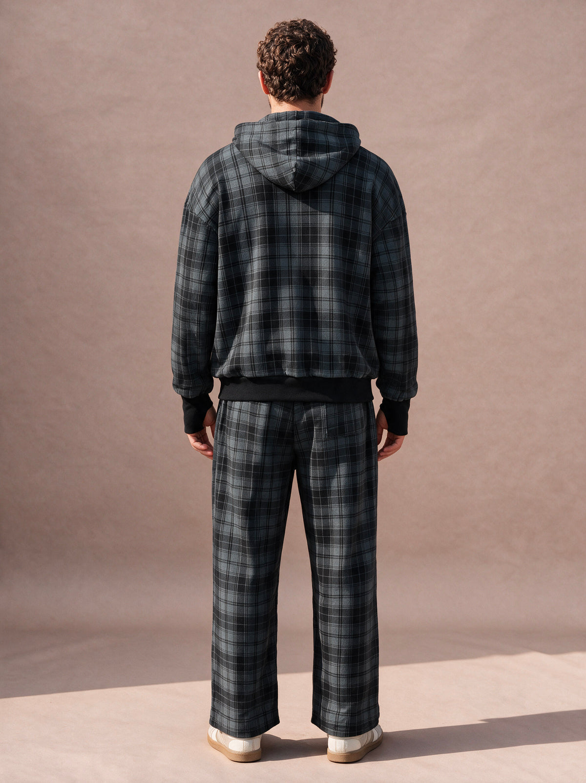 The Shadow Plaid Wide-Leg Pant (Charcoal)