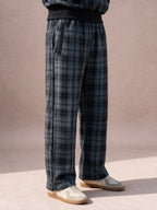 The Shadow Plaid Wide-Leg Pant (Charcoal)