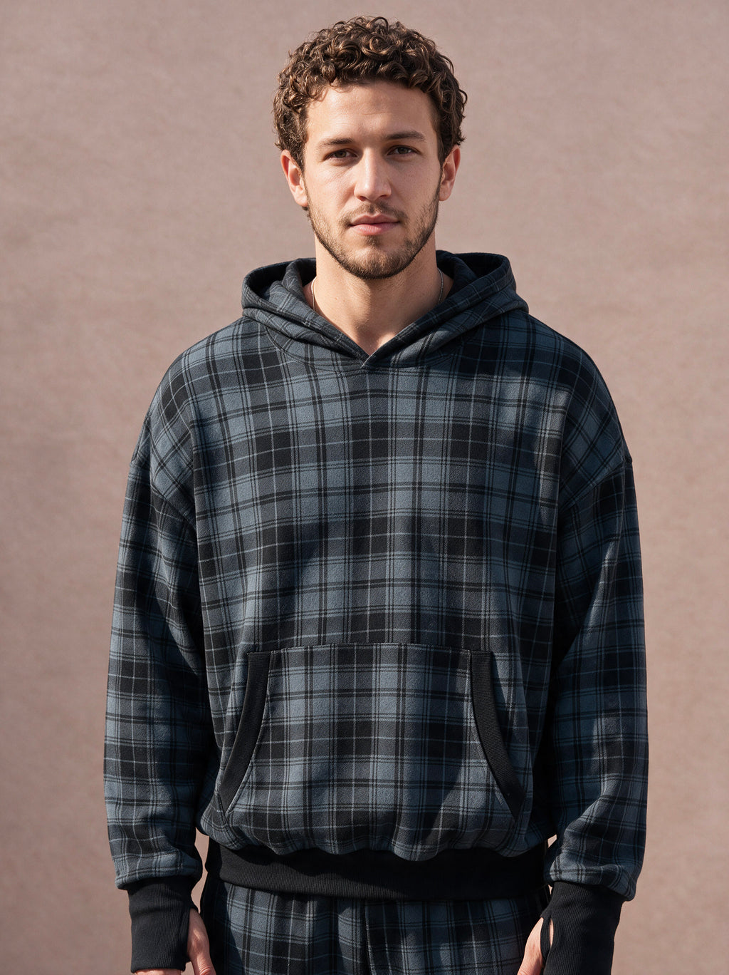 The Shadow Plaid Wide-Leg Pant (Charcoal)