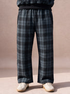 The Shadow Plaid Wide-Leg Pant (Charcoal)