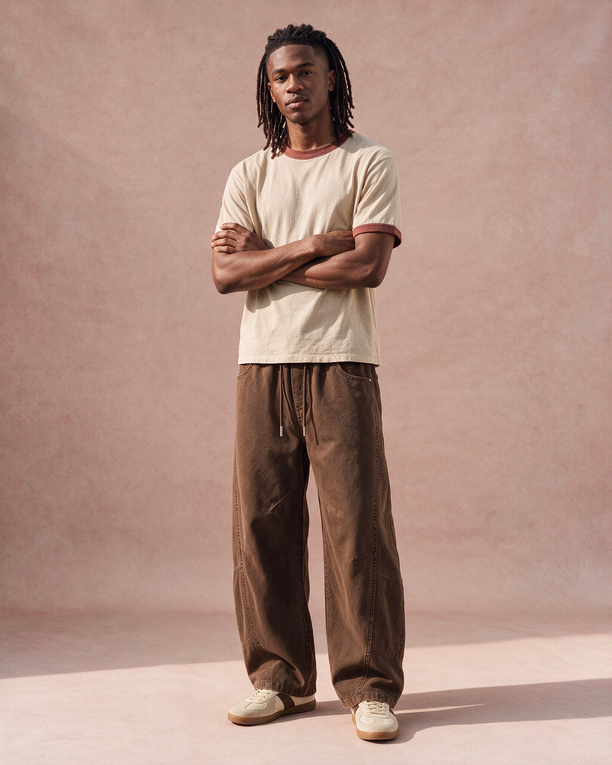 The Washed Panel Drawstring Pant (Dark Brown)