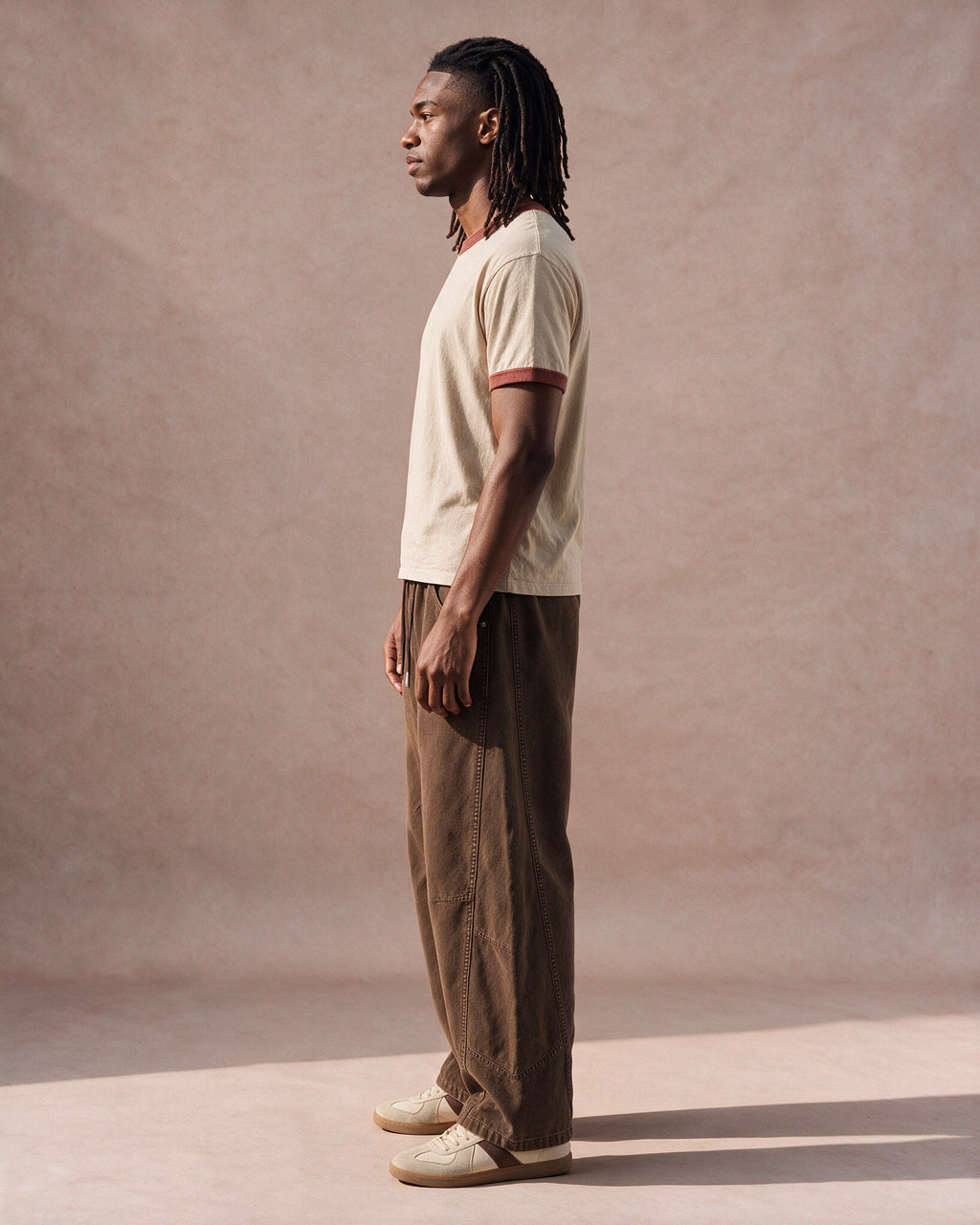 The Washed Panel Drawstring Pant (Dark Brown)