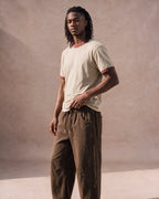 The Washed Panel Drawstring Pant (Dark Brown)