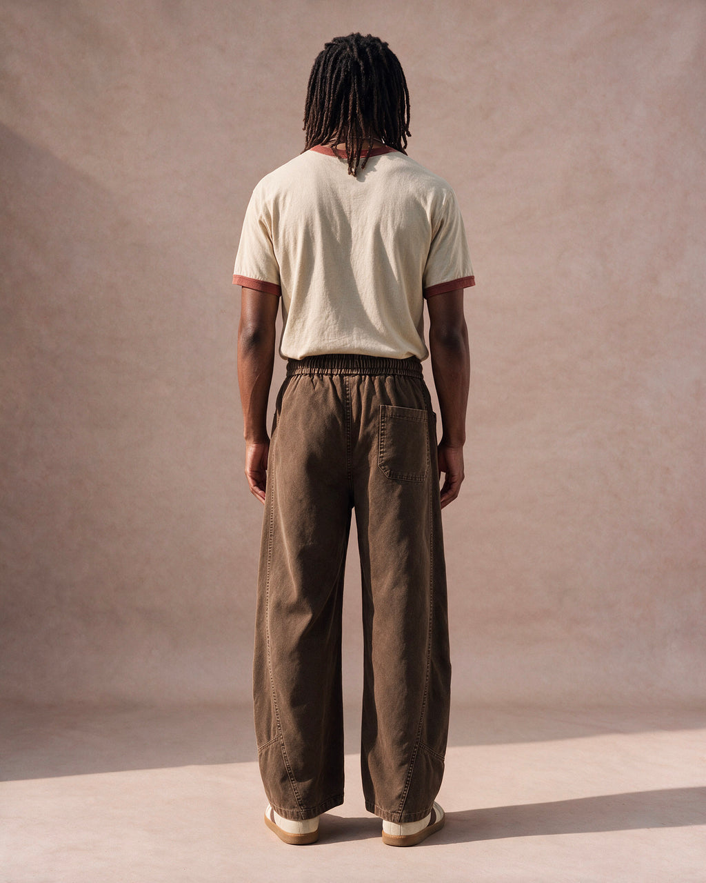The Washed Panel Drawstring Pant (Dark Brown)
