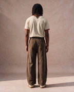 The Washed Panel Drawstring Pant (Dark Brown)