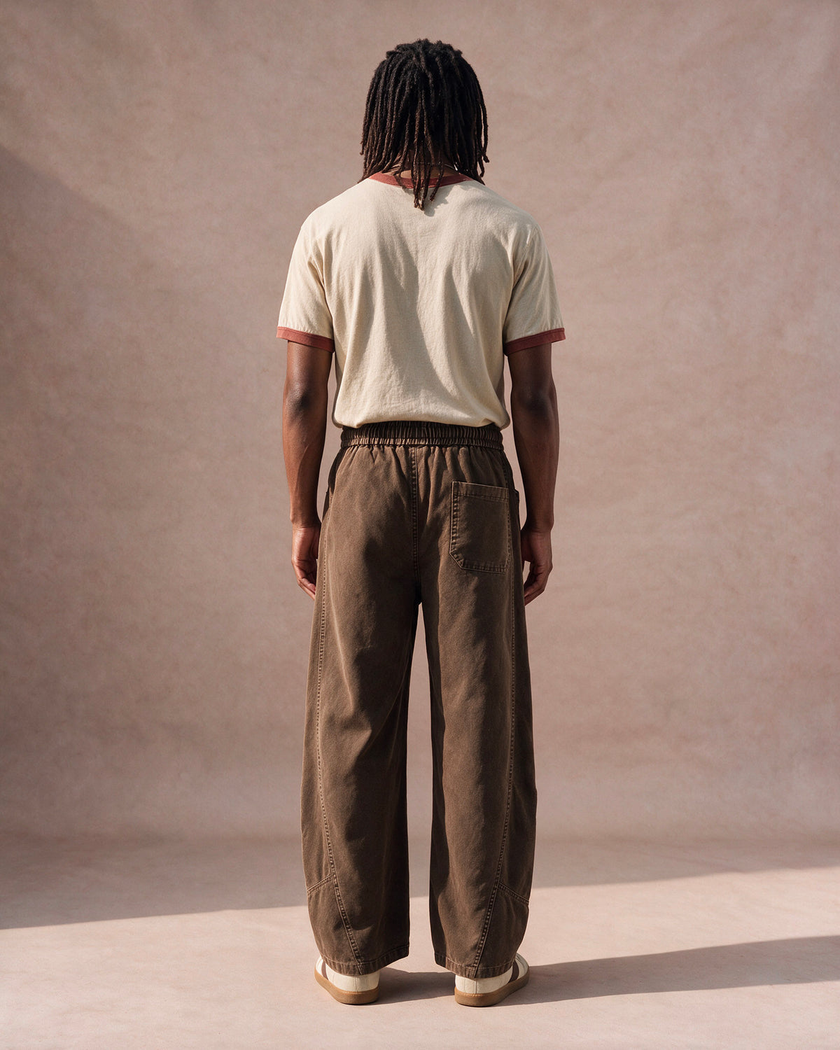 The Washed Panel Drawstring Pant (Dark Brown)