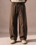 The Washed Panel Drawstring Pant (Dark Brown)