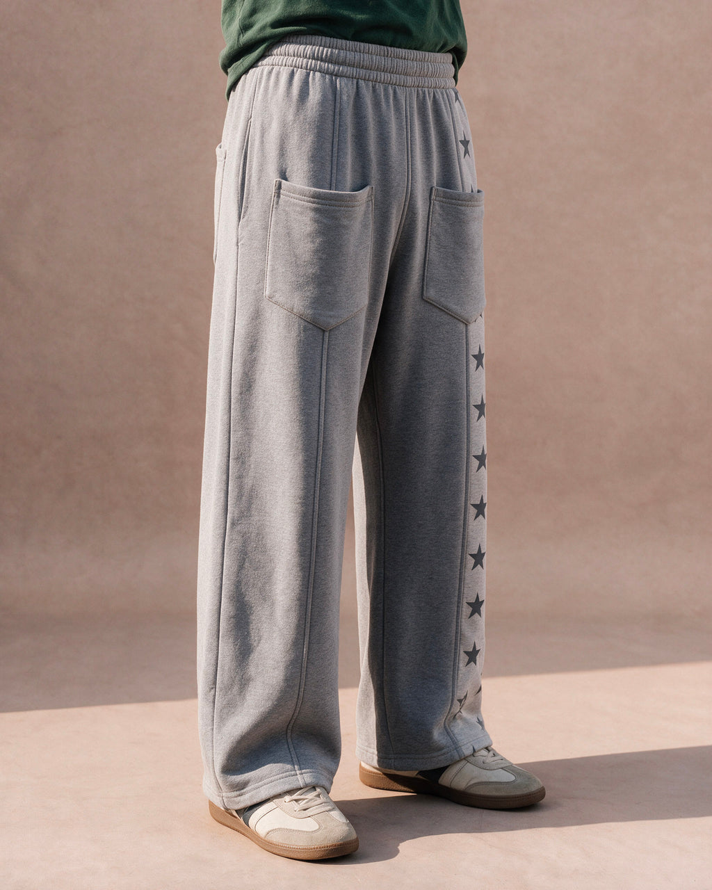 The Star-Panel Wide-Leg Sweatpant (Heather Gray)