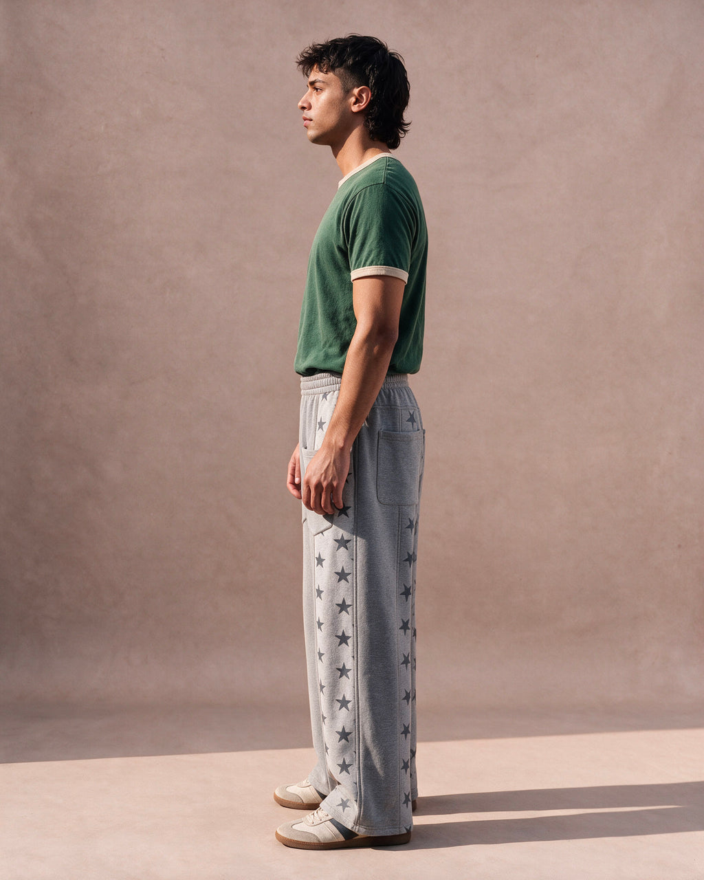 The Star-Panel Wide-Leg Sweatpant (Heather Gray)