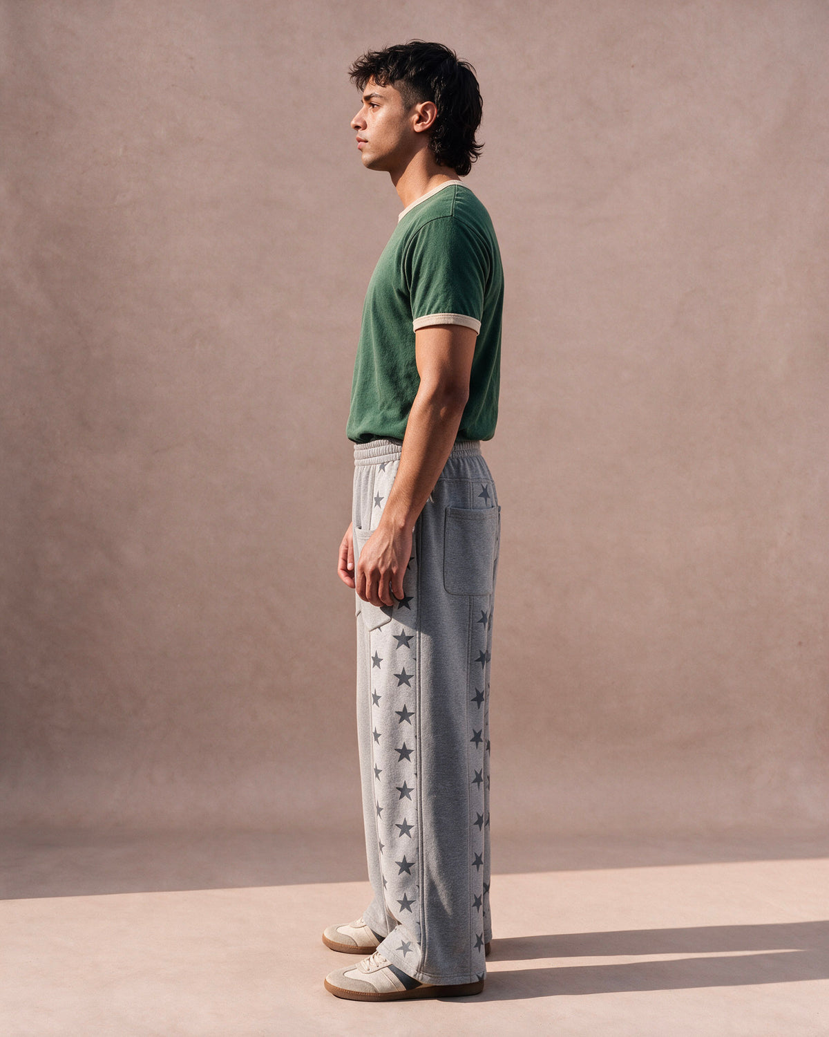 The Star-Panel Wide-Leg Sweatpant (Heather Gray)