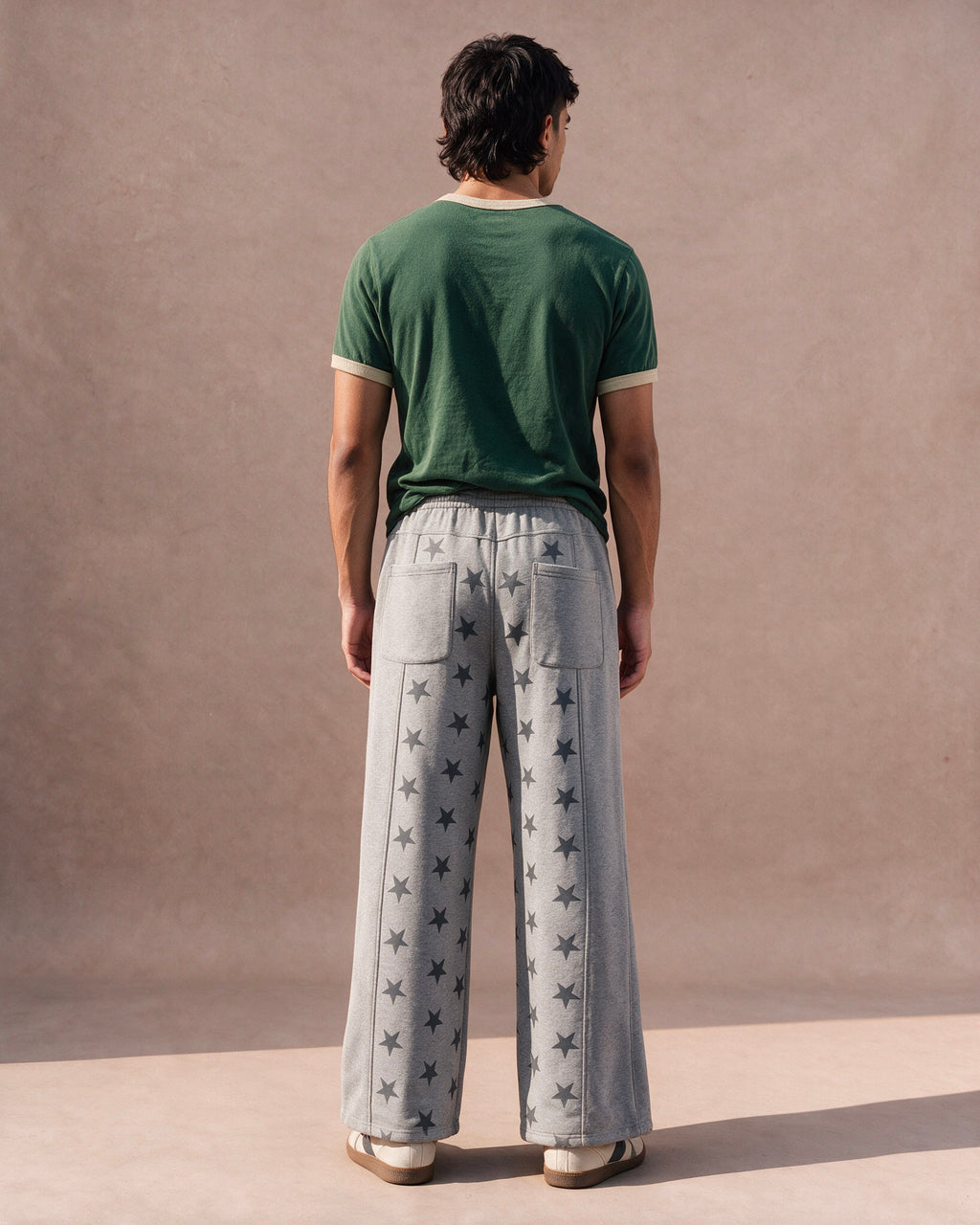 The Star-Panel Wide-Leg Sweatpant (Heather Gray)