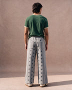 The Star-Panel Wide-Leg Sweatpant (Heather Gray)
