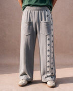 The Star-Panel Wide-Leg Sweatpant (Heather Gray)