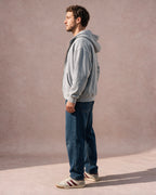 The Detachable Plaid Scarf Zip Hoodie (Heather Gray)