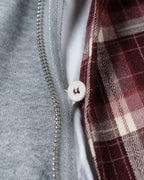 The Detachable Plaid Scarf Zip Hoodie (Heather Gray)