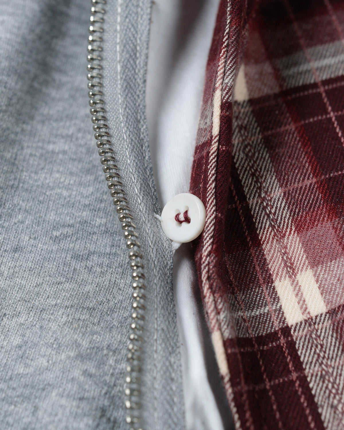 The Detachable Plaid Scarf Zip Hoodie (Heather Gray)