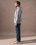 The Detachable Plaid Scarf Zip Hoodie (Heather Gray)