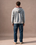 The Detachable Plaid Scarf Zip Hoodie (Heather Gray)