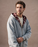 The Detachable Plaid Scarf Zip Hoodie (Heather Gray)