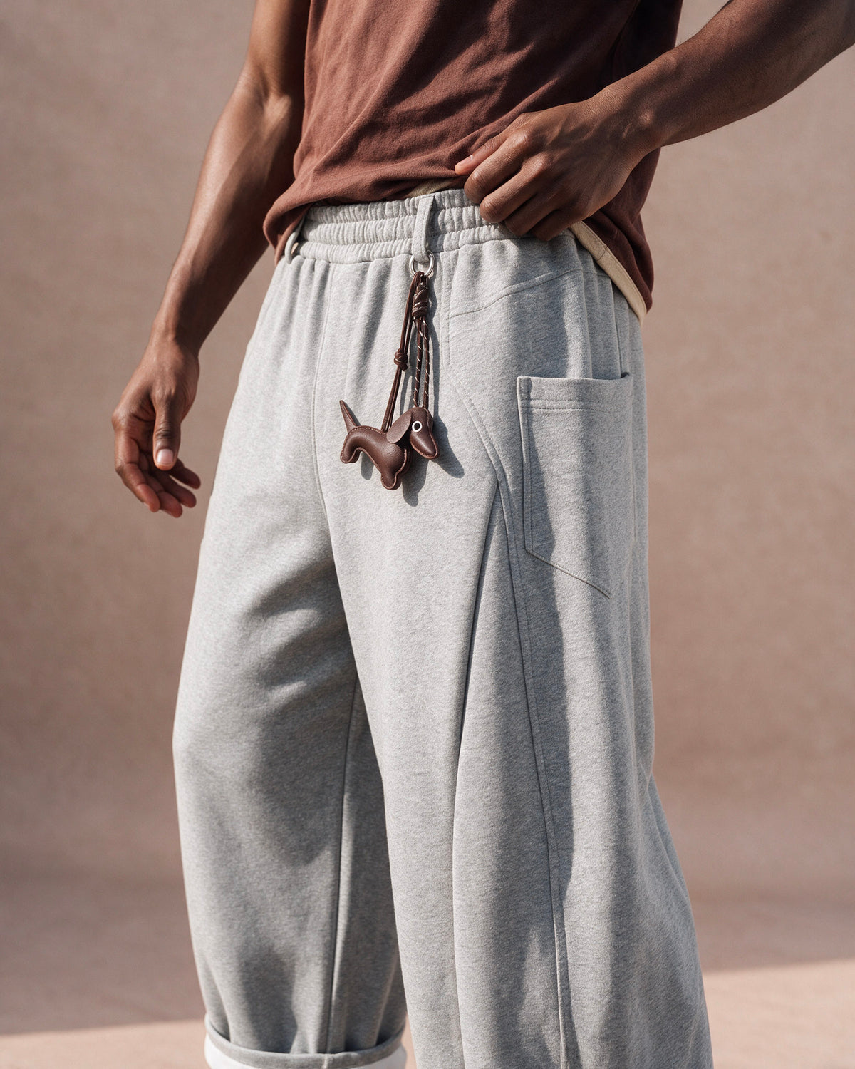 The Rolled-Cuff Wide-Leg Sweatpant (Heather Gray)
