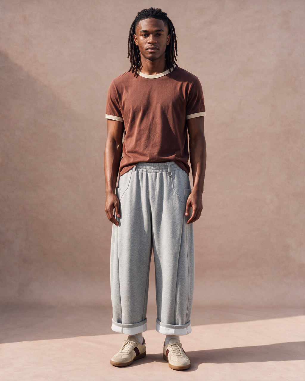 The Rolled-Cuff Wide-Leg Sweatpant (Heather Gray)