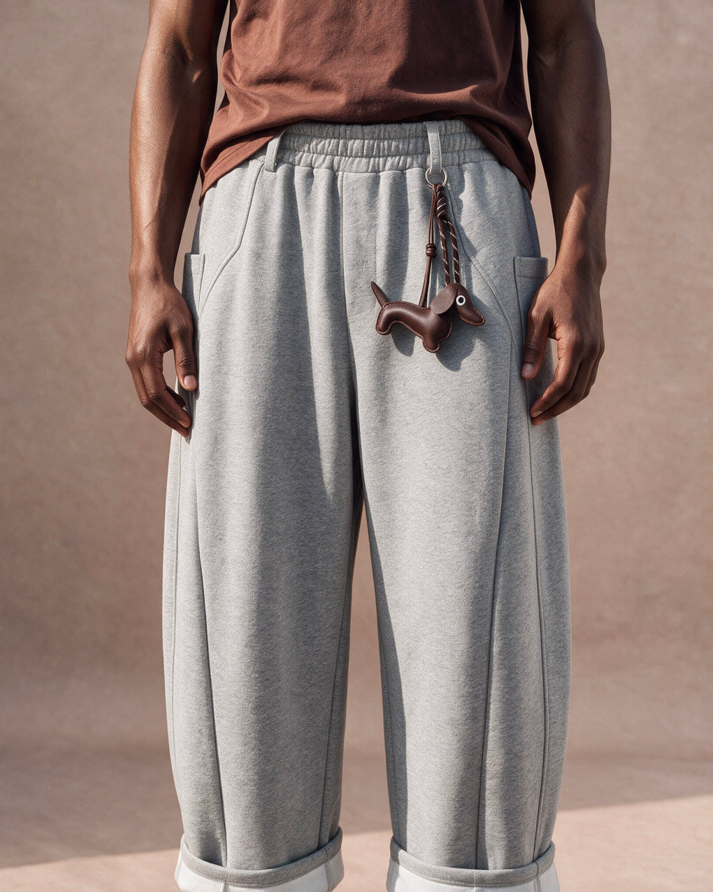 The Rolled-Cuff Wide-Leg Sweatpant (Heather Gray)