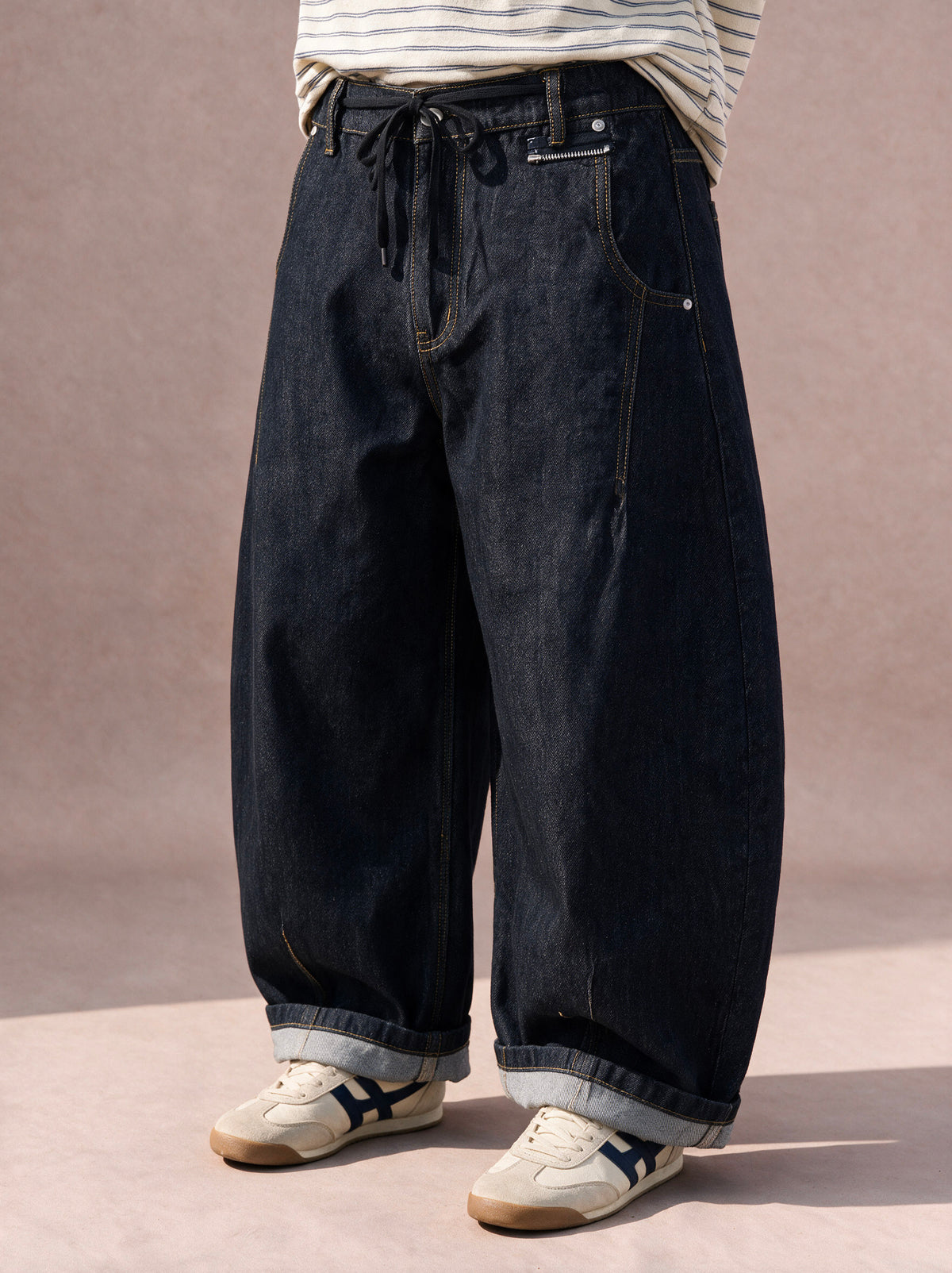 The Drawstring Barrel Jean (Dark Indigo)