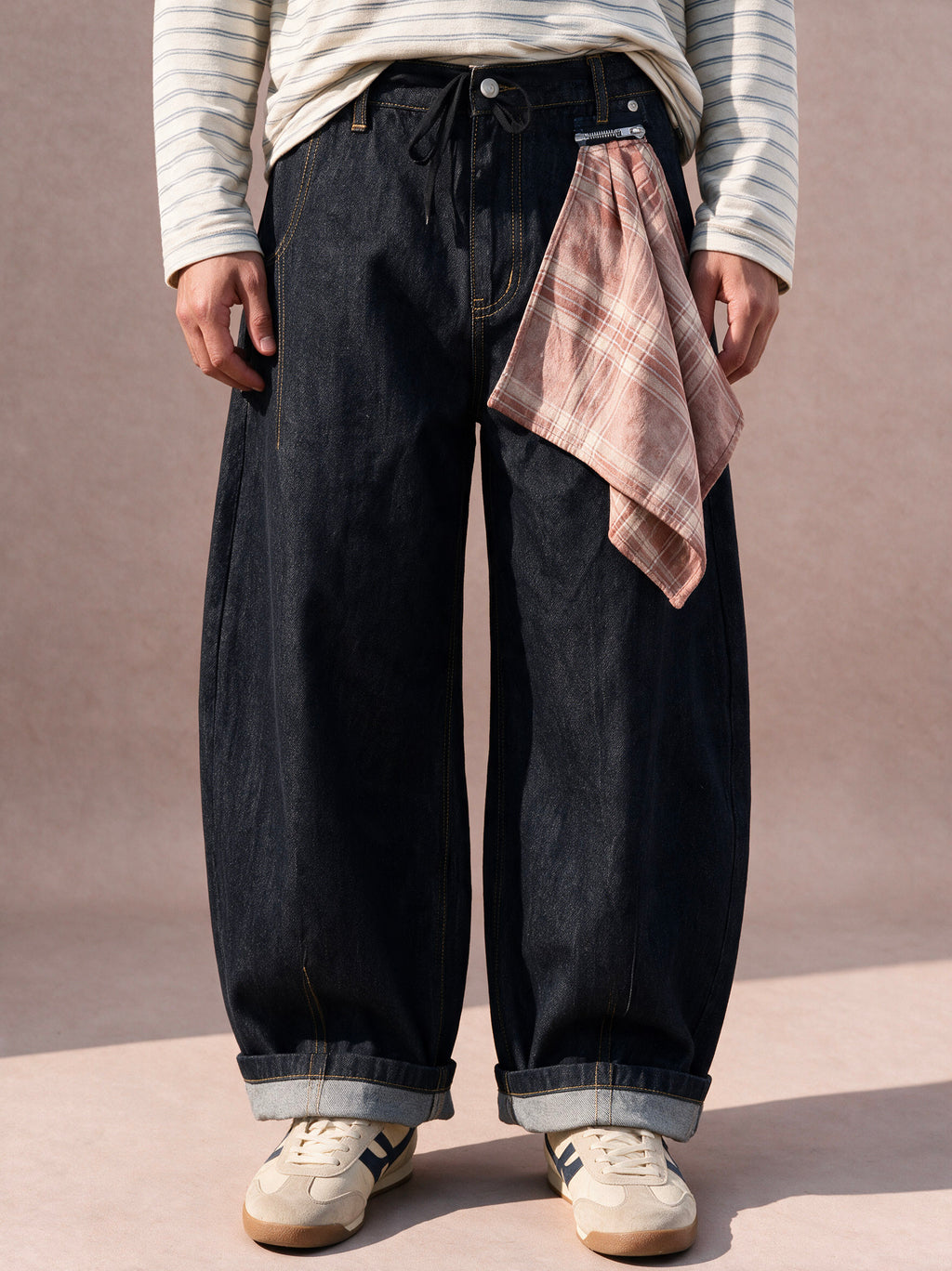 The Drawstring Barrel Jean (Dark Indigo)