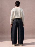 The Drawstring Barrel Jean (Dark Indigo)