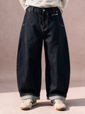 The Drawstring Barrel Jean (Dark Indigo)