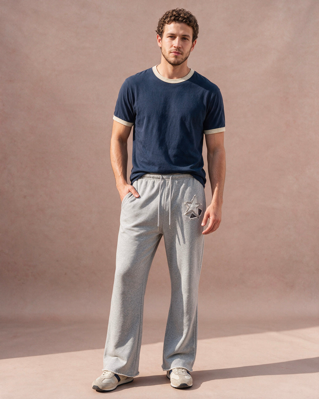 The Star Patch Wide-Leg Sweatpant (Heather Gray)