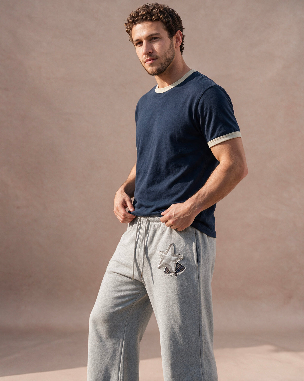 The Star Patch Wide-Leg Sweatpant (Heather Gray)