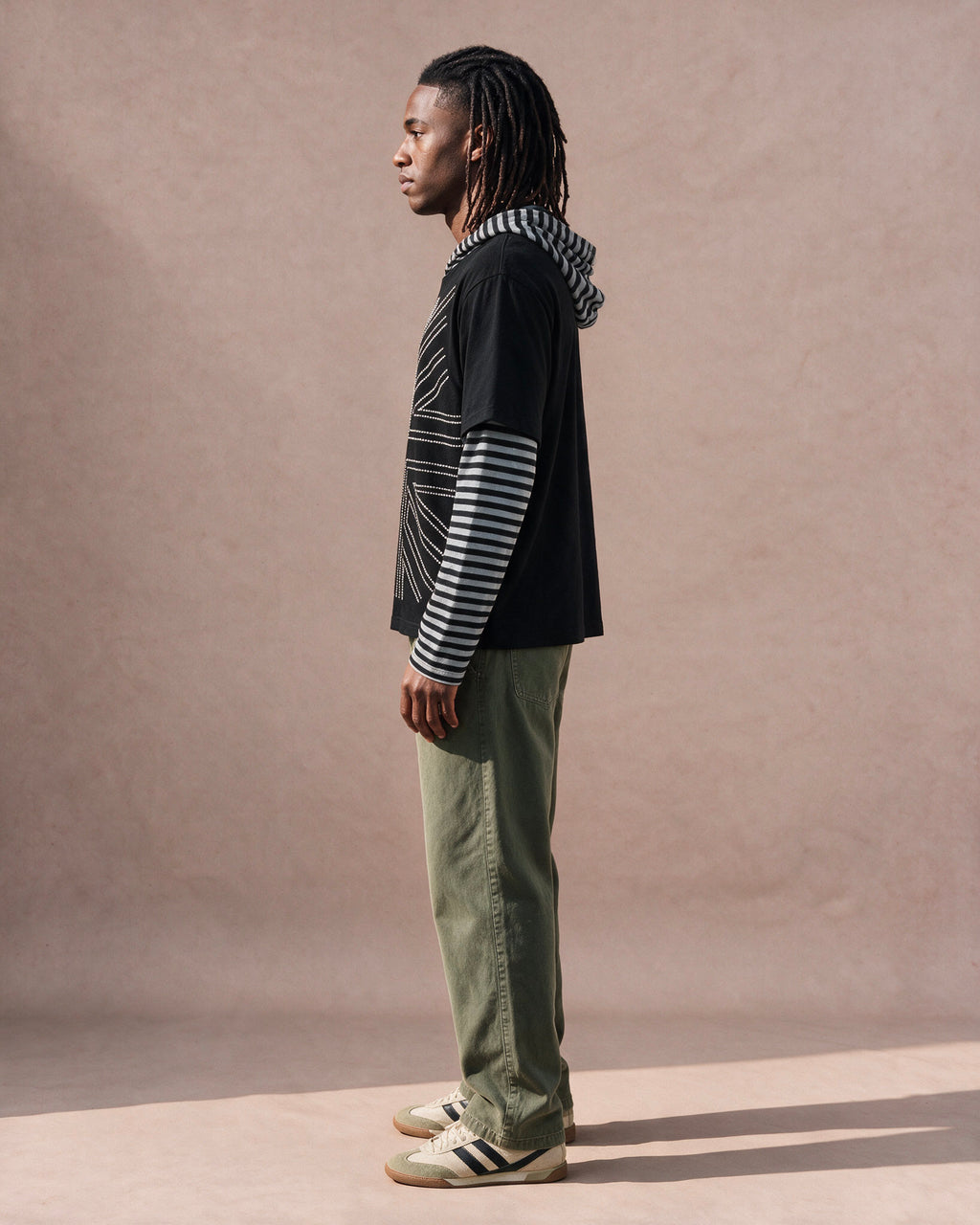 The Studded Layered Hoodie Tee (Black)