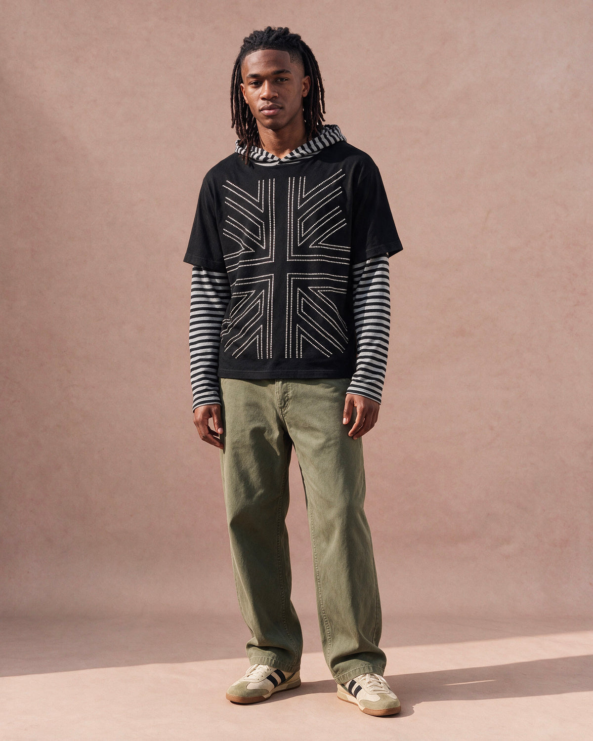 The Studded Layered Hoodie Tee (Black)