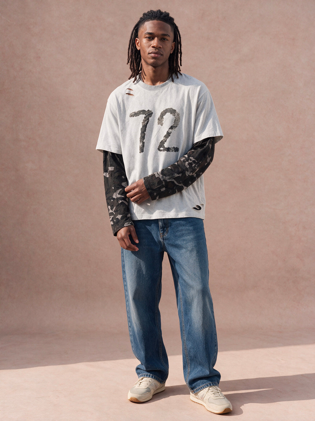 The Distressed 72 Layered Tee (Gray)