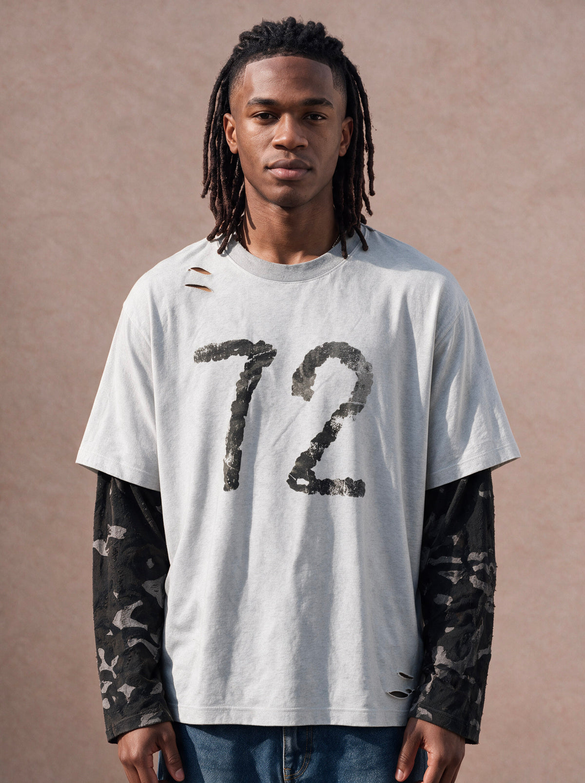 The Distressed 72 Layered Tee (Gray)