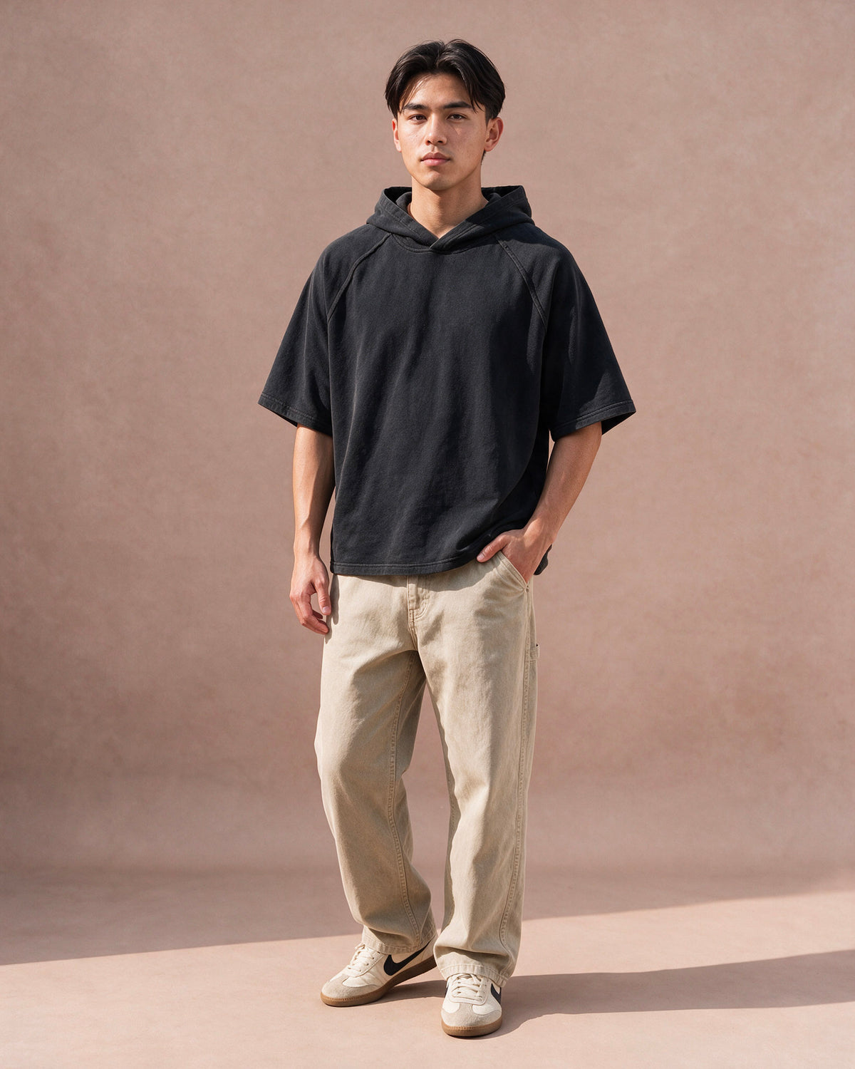 The Off-Duty Short Sleeve Hoodie (Black)