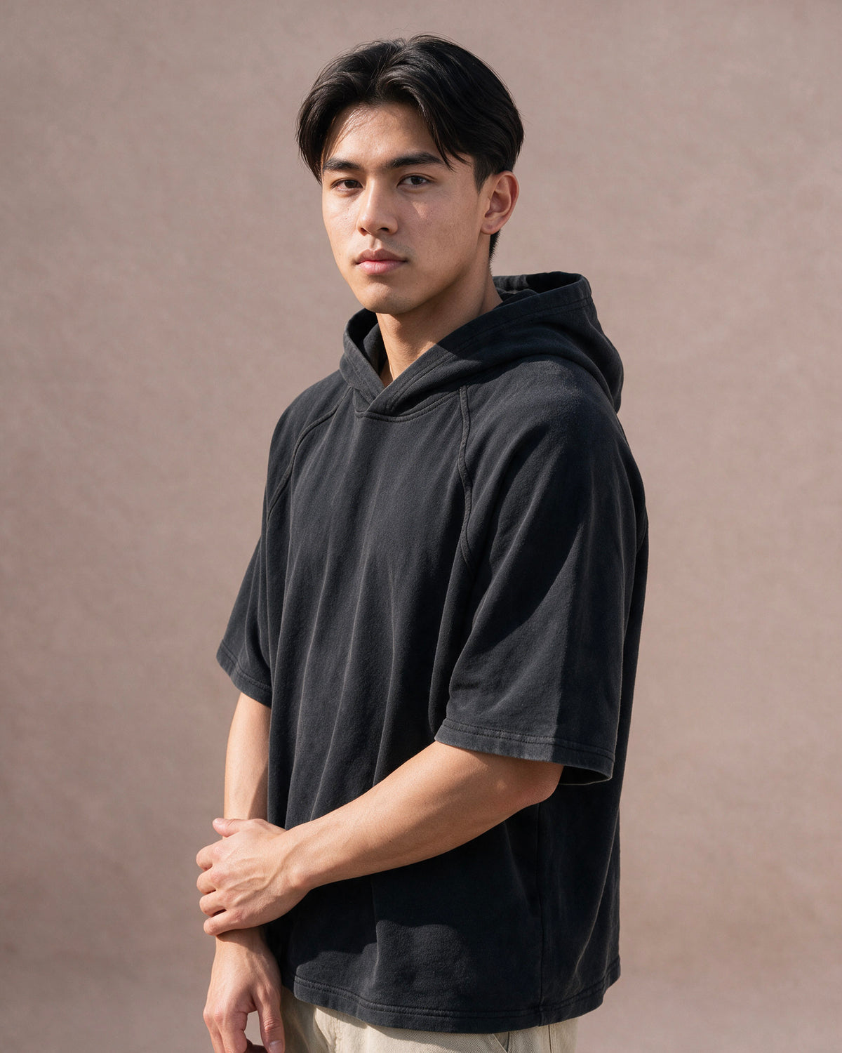 The Off-Duty Short Sleeve Hoodie (Black)