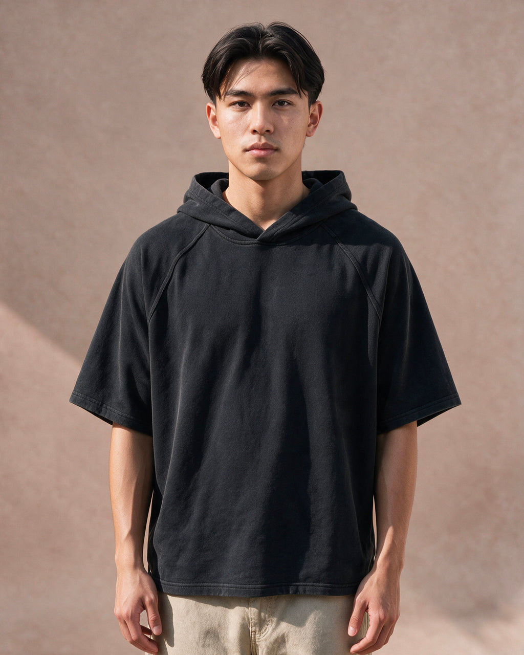 The Off-Duty Short Sleeve Hoodie (Black)