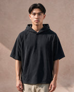 The Off-Duty Short Sleeve Hoodie (Black)