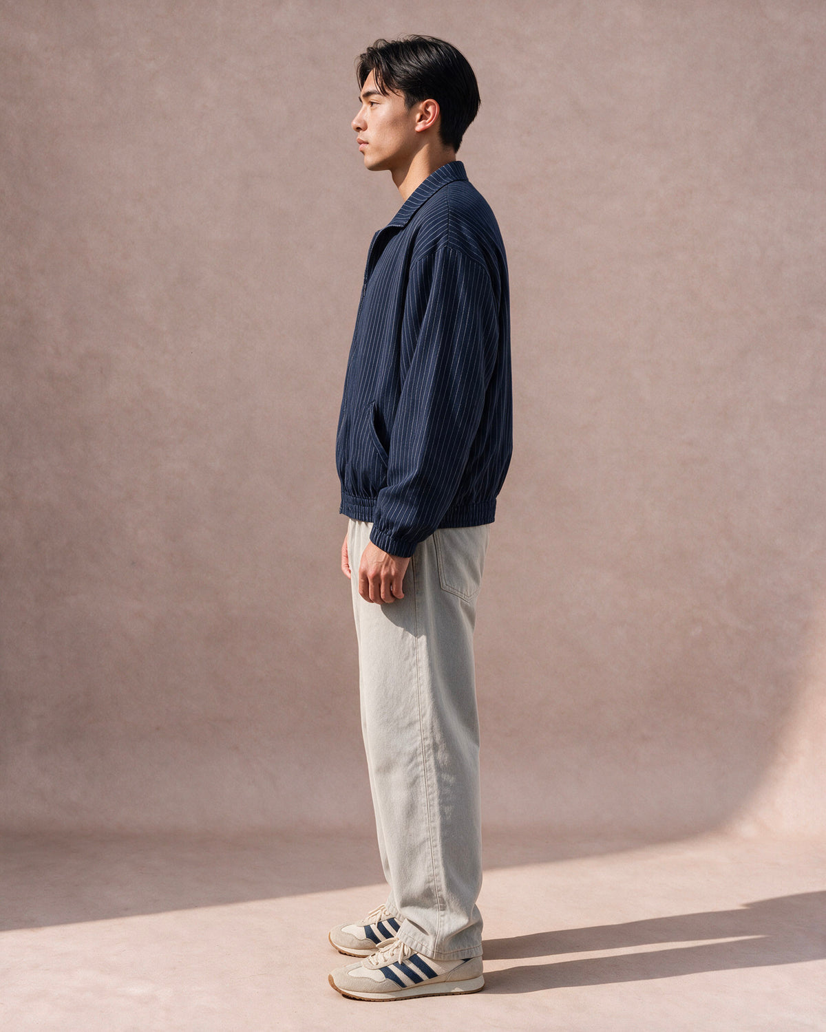 The Pinstripe Zip Jacket (Navy)