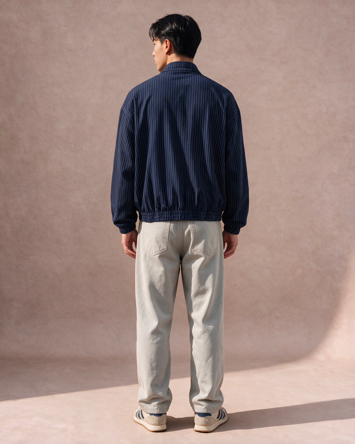 The Pinstripe Zip Jacket (Navy)