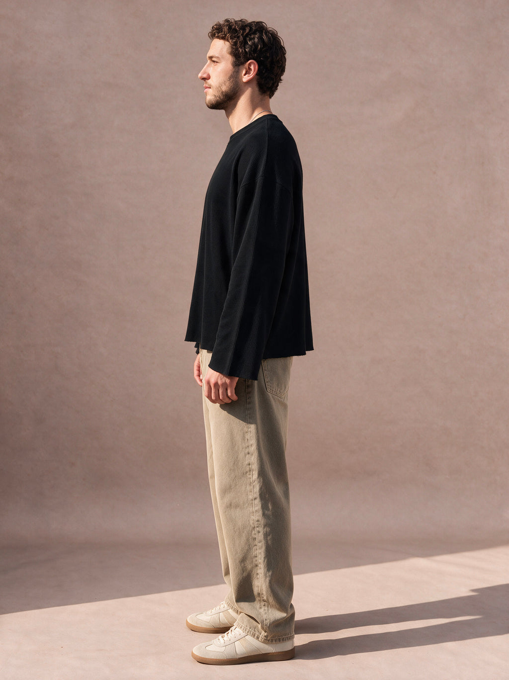 The Raw Edge Waffle Crewneck (Black)
