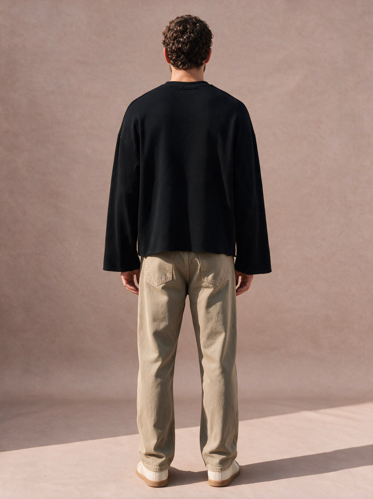The Raw Edge Waffle Crewneck (Black)