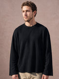 The Raw Edge Waffle Crewneck (Black)