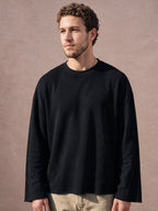 The Raw Edge Waffle Crewneck (Black)