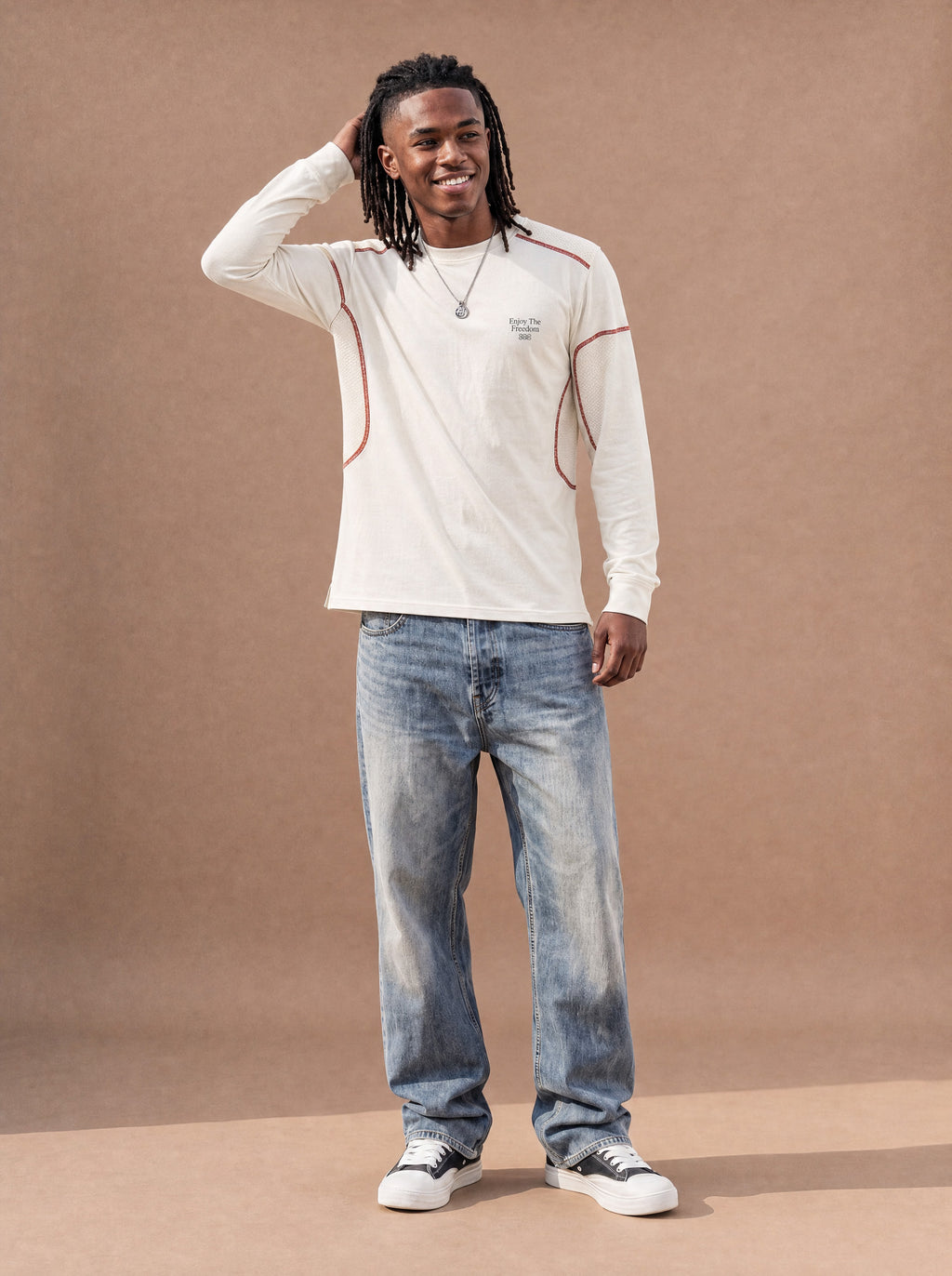 The Long-Sleeve Mesh Route Crewneck (Snow)